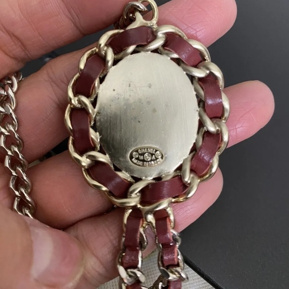 CHANEL double Strand Necklace Rope Style red Leather Long Necklace Approx 30” - Picture 2 of 9